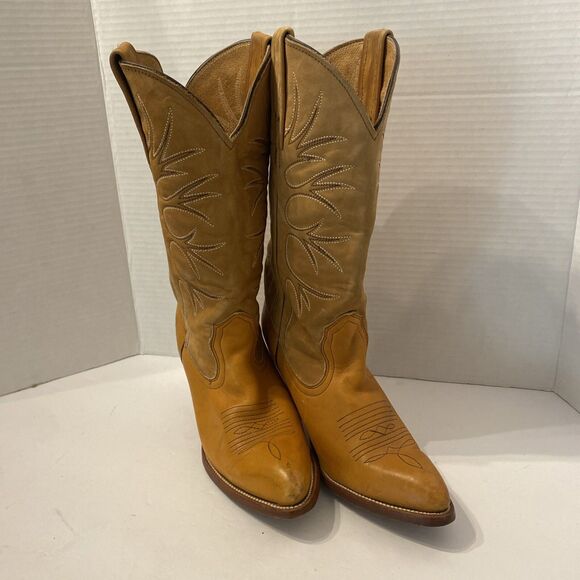 Vintage Frye Cowboy Boots Brown Suede Leather Western Pull-On Boots Size 7B - Picture 4 of 14